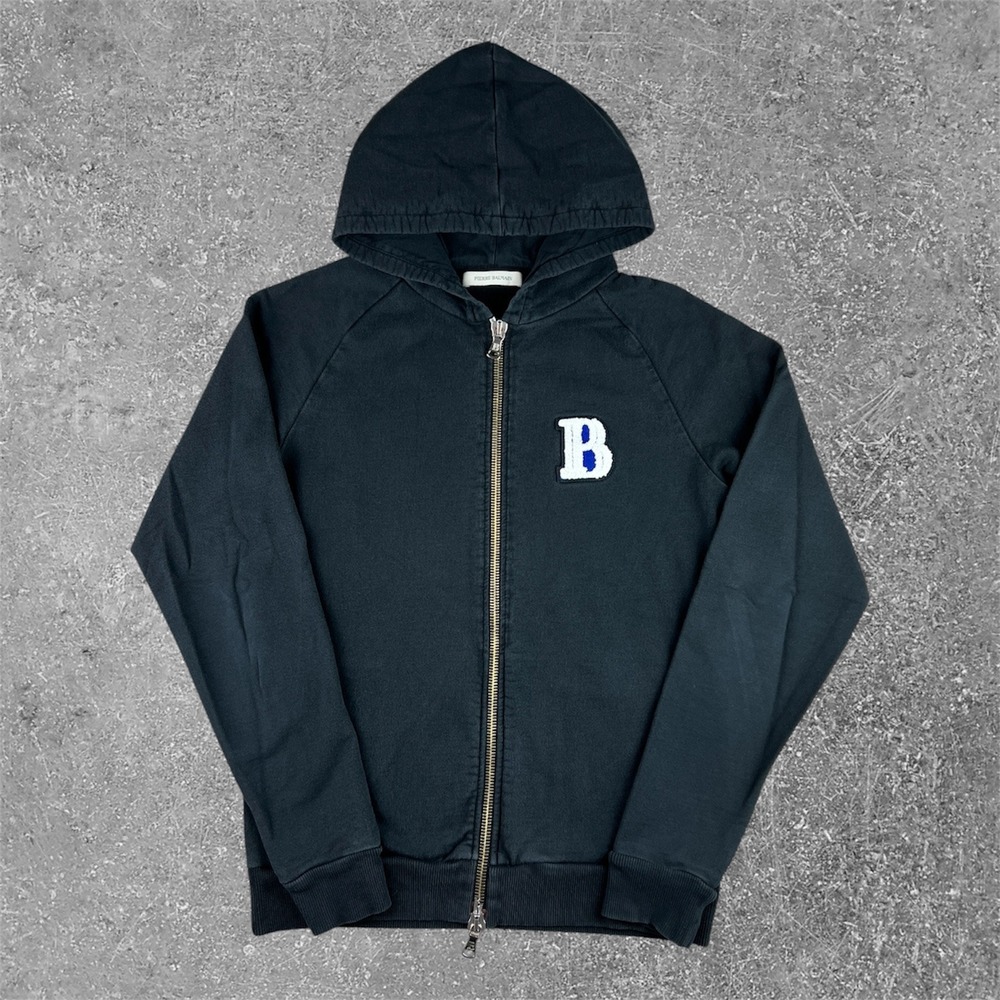 Pierre Balmain Full Zip Hoodie Mens 48 Small Faded Black Le Rock Parisien Luxury
